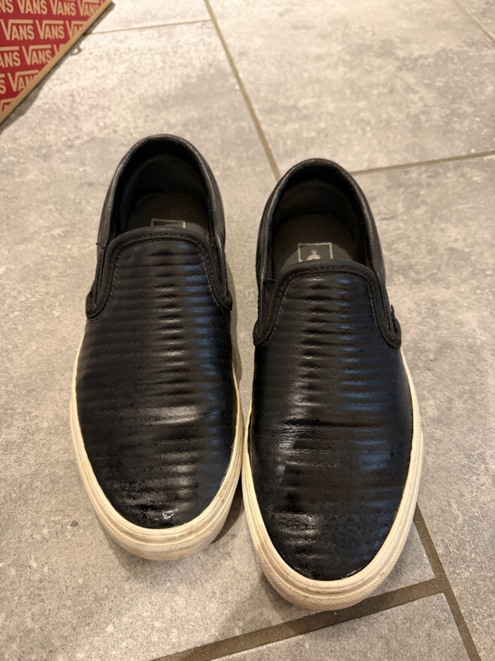 Vans Black Slip-On Loafers with Cream Sole